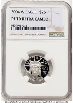 2004-W Proof Platinum Eagle 1/4 oz Brown Label NGC PF70