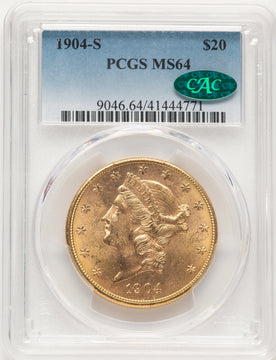 1904-S $20 CAC Liberty Double Eagle PCGS MS64