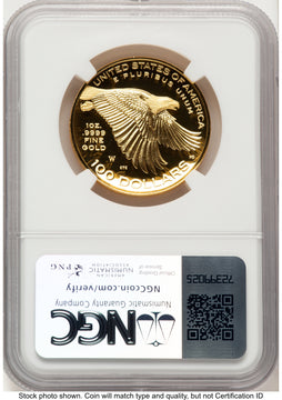 2017-W G$100 American Liberty High Relief 2024 West Point Mint Hoard Bunting Flag NGC PF70