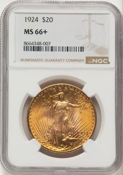 1924 $20 Saint Saint-Gaudens Double Eagle NGC MS66+