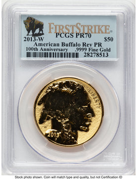 2013-W Reverse Proof Gold Buffalo 1 oz FS Bison Label PCGS PR70