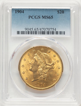 1904 $20 Liberty Blue Gradient Liberty Double Eagle PCGS MS65