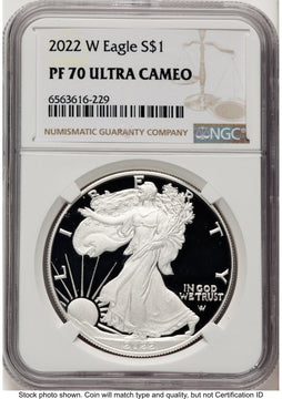 2022-W Proof Silver Eagle 1 oz Brown Label NGC PF70