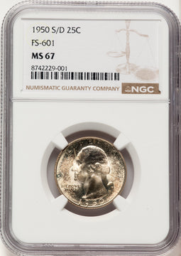 1950-S/D 25C Washington Quarter NGC MS67