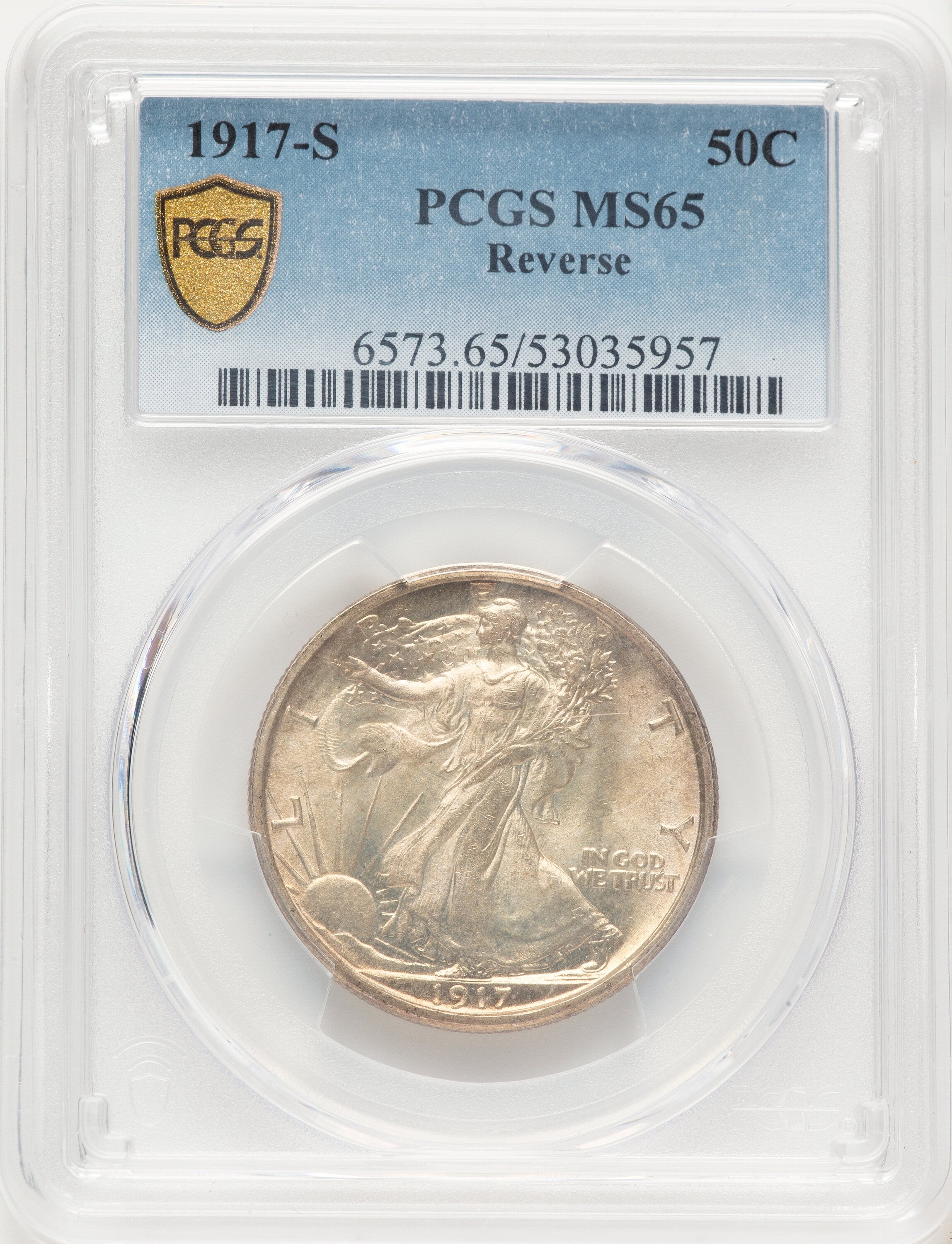 1917-S 50C REVERSE Walking Liberty Half Dollar PCGS MS65 | LCR Coin