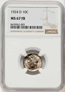 1924-D 10C FB Mercury Dime NGC MS67