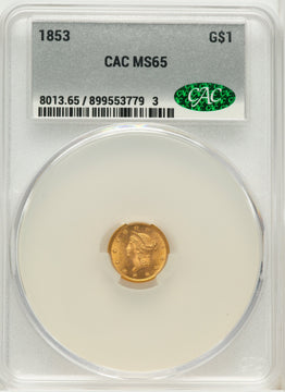 1853 G$1 Gold Dollar CACG MS65