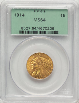 1914 $5 Indian Half Eagle PCGS MS64