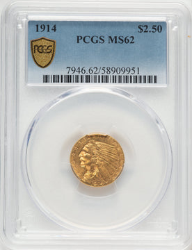 1914 $2.50 Indian Quarter Eagle PCGS MS62 1914 $2.50 Indian Quarter Eagle PCGS MS62