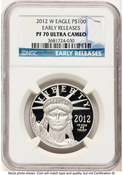 2012-W Proof Platinum Eagle 1 oz ER Blue NGC PF70