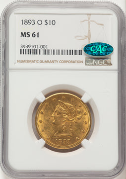 1893-O $10 Liberty Eagle NGC MS61 1893-O $10 Liberty Eagle NGC MS61