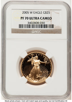 2005-W Proof Gold Eagle 1/2 oz Brown Label NGC PF70