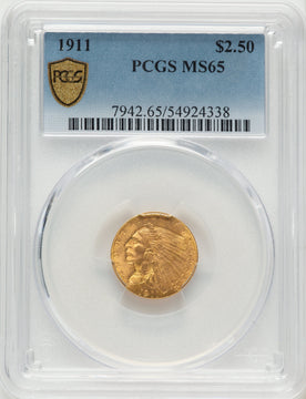 1911 $2.50 Indian Quarter Eagle PCGS MS65 1911 $2.50 Indian Quarter Eagle PCGS MS65