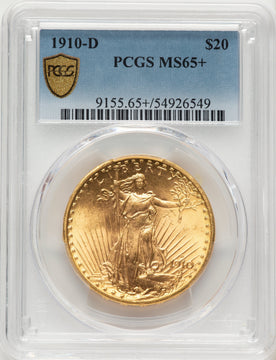 1910-D $20 Saint-Gaudens Double Eagle PCGS MS65+