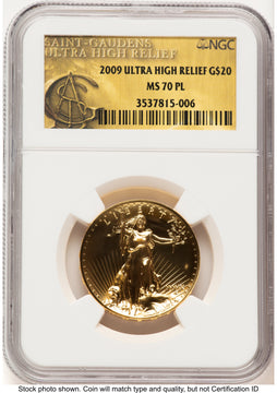 2009 G$20 Ultra High Relief PL Saint Gaudens Label NGC MS70 2009 G$20 Ultra High Relief PL Saint Gaudens Label NGC MS70