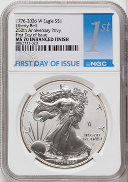 2026-W Enhanced Silver Eagle 1 oz FDI 1ST NGC MS70 2026-W Enhanced Silver Eagle 1 oz FDI 1ST NGC MS70