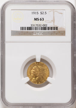 1915 $2.50 Indian Quarter Eagle NGC MS63 1915 $2.50 Indian Quarter Eagle NGC MS63