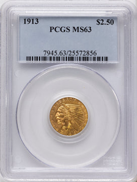 1913 $2.50 Indian Quarter Eagle PCGS MS63 1913 $2.50 Indian Quarter Eagle PCGS MS63