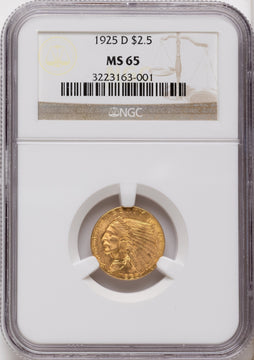 1925-D $2.50 Indian Quarter Eagle NGC MS65 1925-D $2.50 Indian Quarter Eagle NGC MS65