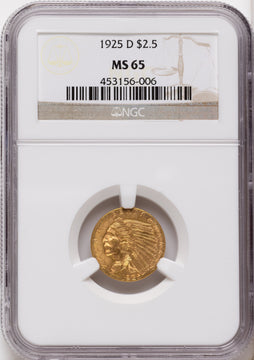 1925-D $2.50 Indian Quarter Eagle NGC MS65 1925-D $2.50 Indian Quarter Eagle NGC MS65