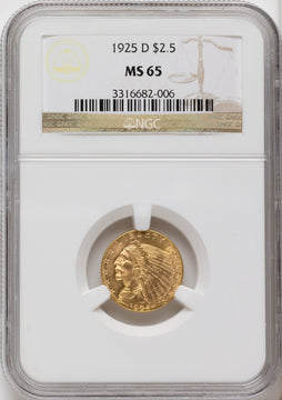 1925-D $2.50 Indian Quarter Eagle NGC MS65 1925-D $2.50 Indian Quarter Eagle NGC MS65