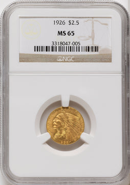 1926 $2.50 Indian Quarter Eagle NGC MS65 1926 $2.50 Indian Quarter Eagle NGC MS65