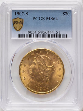 1907-S $20 Liberty Double Eagle PCGS MS64 1907-S $20 Liberty Double Eagle PCGS MS64