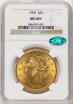 1904 $20 Liberty CAC Liberty Double Eagle NGC MS64+ 1904 $20 Liberty CAC Liberty Double Eagle NGC MS64+