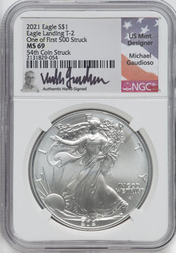 2021 Silver Eagle Type 2 At Dusk & Dawn 35th Anniversary 54th NGC MS69 Michael Gaudioso Signed