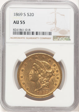 1869-S $20 Liberty Double Eagle NGC AU55 (572285036)