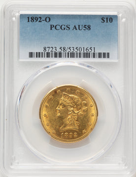 1892-O $10 Liberty Eagle PCGS AU58 1892-O $10 Liberty Eagle PCGS AU58