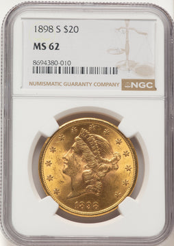 1898-S $20 Liberty Double Eagle NGC MS62 1898-S $20 Liberty Double Eagle NGC MS62