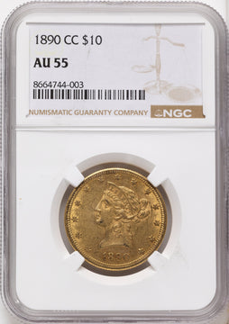 1890-CC $10 Liberty Eagle NGC AU55 1890-CC $10 Liberty Eagle NGC AU55