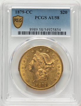 1879-CC $20 Liberty Double Eagle PCGS AU58 1879-CC $20 Liberty Double Eagle PCGS AU58