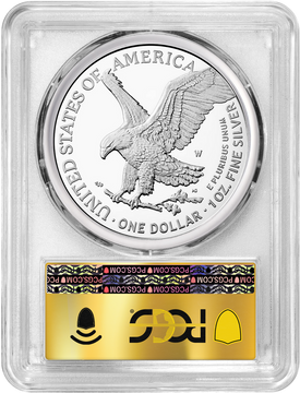 2023-W Proof Silver Eagle First Day of Issue Gold Label PCGS PR70 DCAM