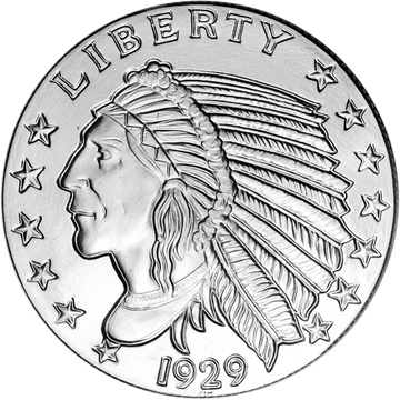 5 OZ SILVER ROUND INCUSE INDIAN DESIGN GOLDEN STATE MINT