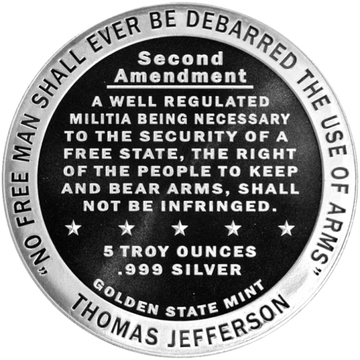 5 oz Second Amendment Right to Bear Arms Silver Round BU