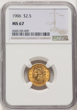 1906 $2.50 Liberty Quarter Eagle NGC MS67 (67642034)