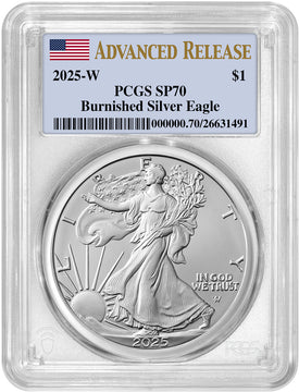 2025-W Burnished Silver Eagle Advanced Release PCGS SP70