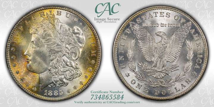 1885 $1 Morgan Dollar CAC MS66
