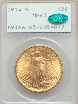 1914-S Saint-Gaudens Double Gold Eagle PCGS MS63 CAC