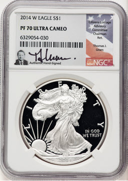 2014-W Proof Silver Eagle 1 oz Thomas Uram NGC PF70