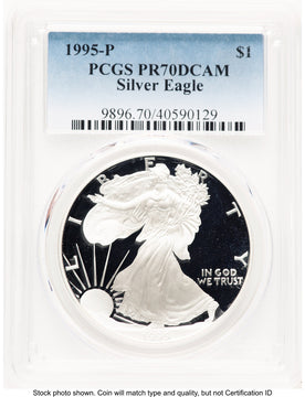 1995-P Proof Silver Eagle 1 oz Blue Gradient PCGS PR70
