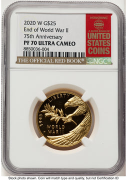 2020-W 1/2 oz Proof Gold End of World War II 75th Anniversary Red Book NGC PF70 2020-W 1/2 oz Proof Gold End of World War II 75th Anniversary Red Book NGC PF70