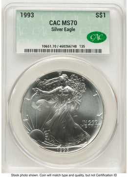 1993 Silver Eagle Non Designation CACG MS70