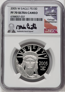 2005-W Proof Platinum Eagle 1 oz Mike Castle NGC PF70