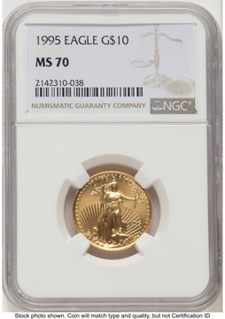 1995 Gold Eagle 1/4 oz Brown Label NGC MS70