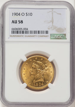 1904-O $10 Liberty Eagle NGC AU58 1904-O $10 Liberty Eagle NGC AU58