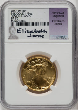 2016-W 10C/25C/50C Gold Centennial Three Coin Set First Strike NGC SP70 Elizabeth Jones Signed