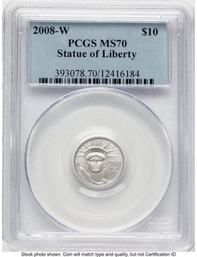 2008-W Burnished Platinum Eagle 1/10 oz Blue Label PCGS MS70
